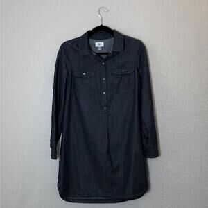 Old Navy Small Petite Dark Wash Popover Mini Dress